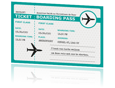 Spiksplinternieuw Originele trouwkaart als boarding pass NL-42